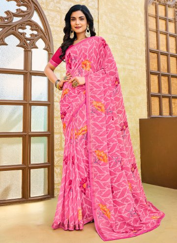 Pink color Georgette Trendy Saree with Border