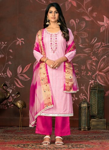 Pink color Hand Work Cotton  Palazzo Suit