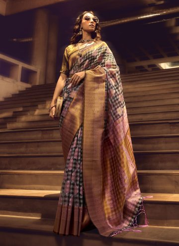 Pink color Handloom Silk Contemporary Saree with Woven