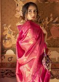 Pink color Handloom Silk Designer Saree with Woven - 1