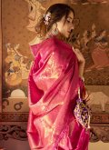 Pink color Handloom Silk Designer Saree with Woven - 2