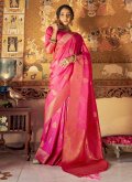 Pink color Handloom Silk Designer Saree with Woven - 3