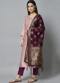 Pink color Jacquard Work Cotton Silk Trendy Salwar Kameez - 2