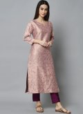 Pink color Jacquard Work Cotton Silk Trendy Salwar Kameez - 3