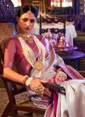 Pink color Kanjivaram Silk Classic Designer Saree with Woven - 1