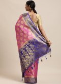 Pink color Kanjivaram Silk Contemporary Saree with Woven - 1