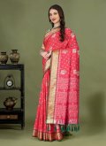 Pink color Meenakari Patola Silk Classic Designer Saree - 3