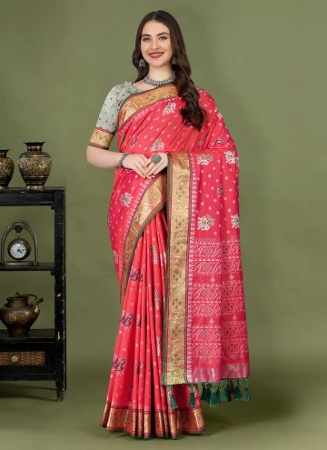 Pink color Meenakari Patola Silk Classic Designer Saree
