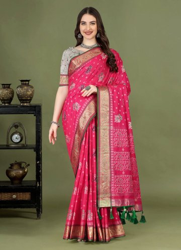 Pink color Meenakari Patola Silk Contemporary Saree