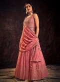 Pink color Mirror Work Georgette Designer Gown - 2