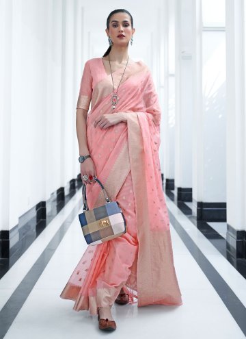 Pink color Mukesh Silk Contemporary Saree