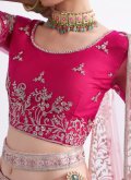 Pink color Net A Line Lehenga Choli with Embroidered - 3