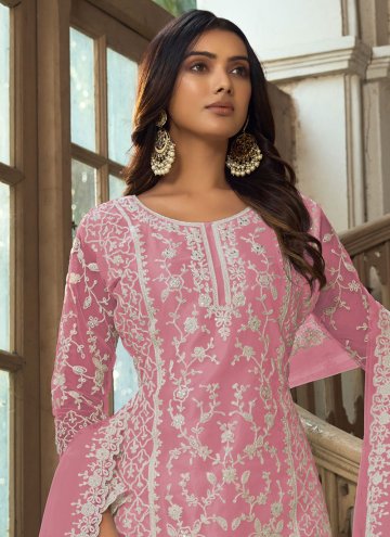 Pink color Net Trendy Salwar Suit with Embroidered