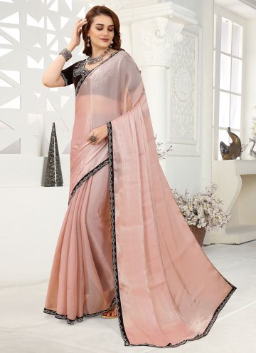 Pink color Organza Classic Designer Saree with Lace