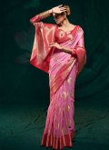 Pink color Organza Trendy Saree with Woven - 2