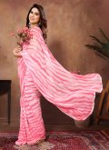 Pink color Printed Georgette Traditional Saree - 1