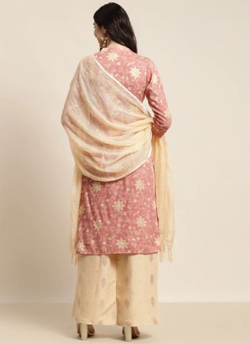 Pink color Rayon Salwar Suit with Floral Print