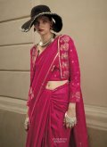 Pink color Satin Trendy Saree with Woven - 1