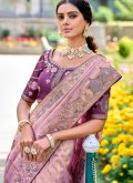 Pink color Silk Contemporary Saree with Embroidered - 1