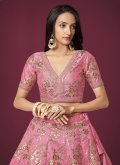 Pink color Silk Designer Lehenga Choli with Embroidered - 3