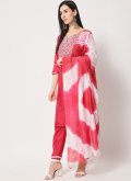 Pink color Silk Salwar Suit with Embroidered - 1