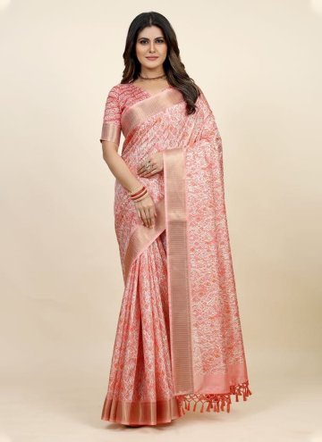 Pink color Silk Trendy Saree with Digital Print