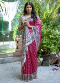 Pink color Tussar Silk Contemporary Saree with Woven - 3