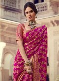 Pink color Woven Chiffon Classic Designer Saree - 1