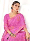 Pink color Woven Chiffon Contemporary Saree - 1