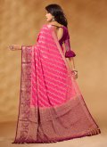 Pink color Woven Pure Georgette Trendy Saree - 2