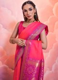 Pink color Woven Silk Contemporary Saree - 2
