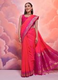 Pink color Woven Silk Contemporary Saree - 3