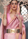 Pink color Woven Silk Designer Saree - 1