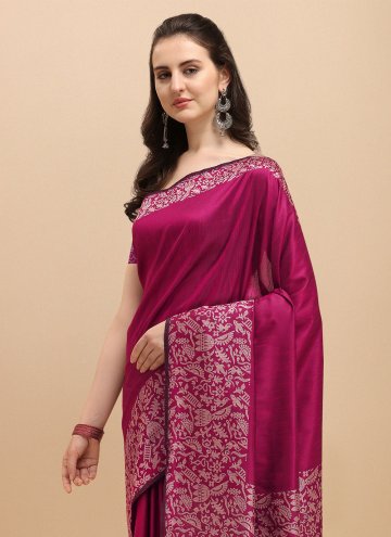 Pink Contemporary Saree in Banglori Silk with Woven
