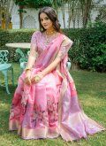 Pink Contemporary Saree in Cotton  with Digital Print - 3