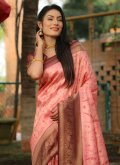 Pink Contemporary Saree in Kanjivaram Silk with Woven - 1