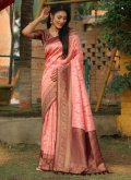 Pink Contemporary Saree in Kanjivaram Silk with Woven - 2