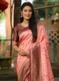 Pink Contemporary Saree in Kanjivaram Silk with Woven - 3