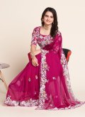 Pink Contemporary Saree in Organza with Embroidered - 4