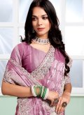 Pink Contemporary Saree in Silk with Embroidered - 1