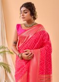 Pink Contemporary Saree in Silk with Woven - 1
