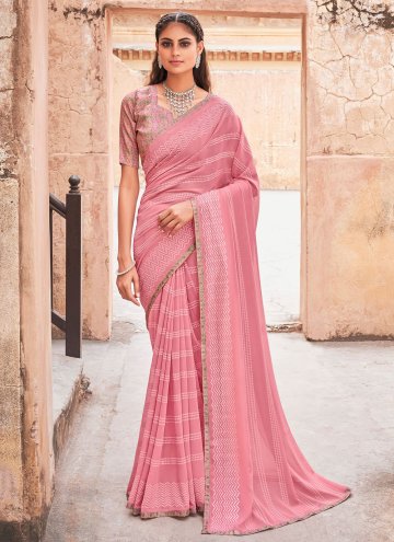 Pink Contemporary Saree in Weight Less with Woven