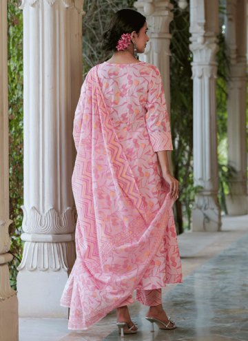 Pink Cotton  Embroidered Designer Salwar Kameez for Ceremonial