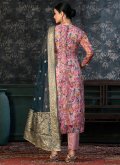 Pink Cotton  Embroidered Pant Style Suit - 1