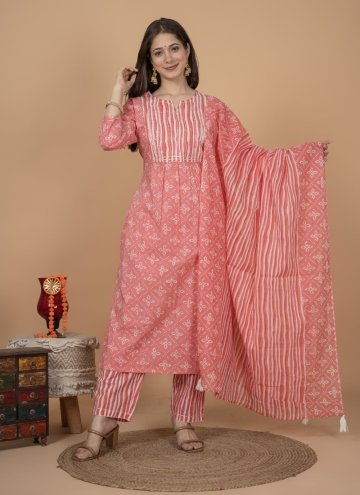 Pink Cotton  Embroidered Salwar Suit