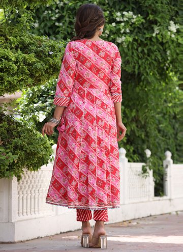 Pink Cotton  Embroidered Salwar Suit for Casual