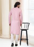 Pink Cotton  Fancy work Kurta Pyjama for Engagement - 2