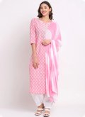 Pink Cotton  Floral Print Trendy Salwar Kameez - 1