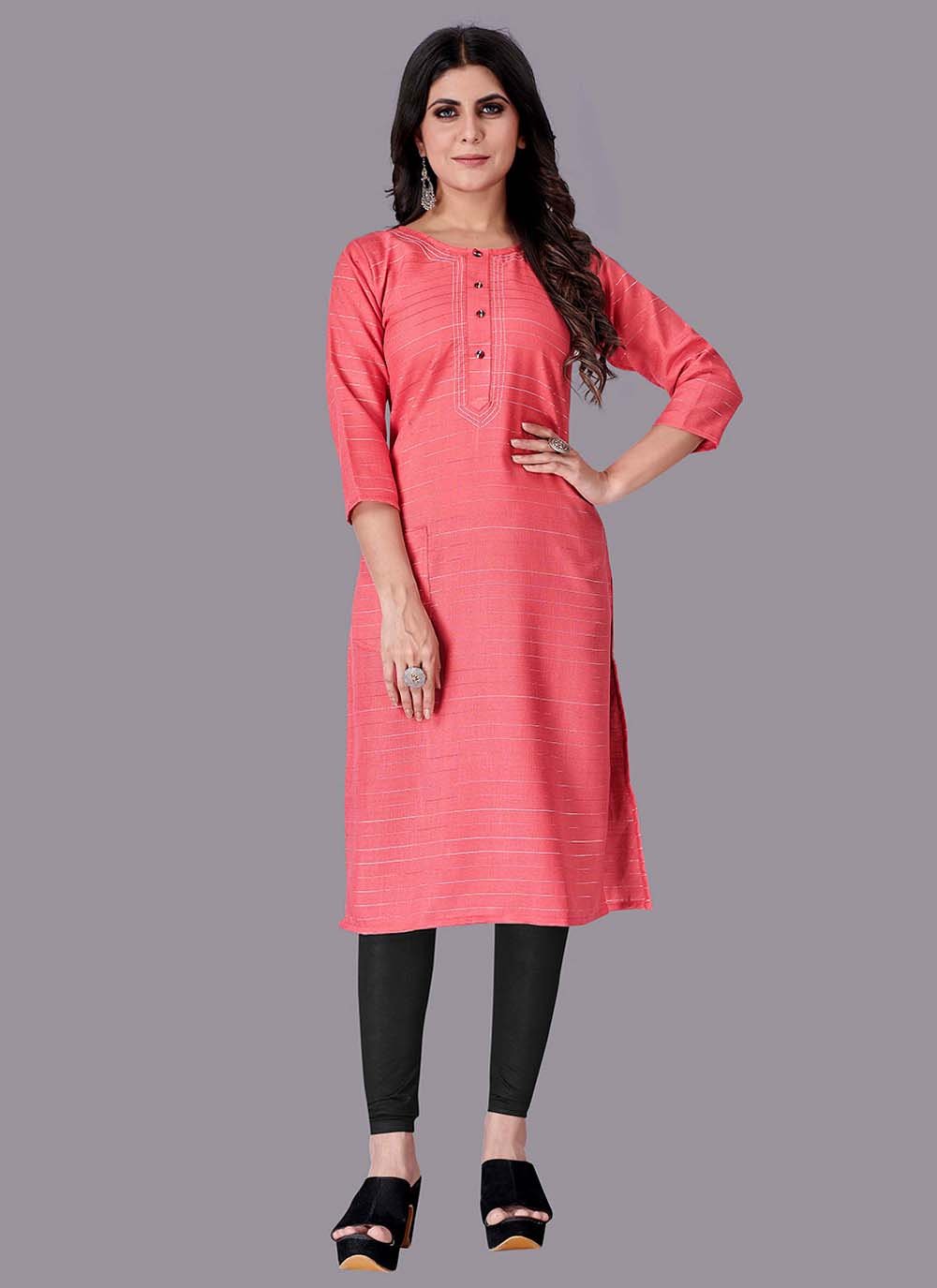 Pink Cotton  Print Casual Kurti for Casual