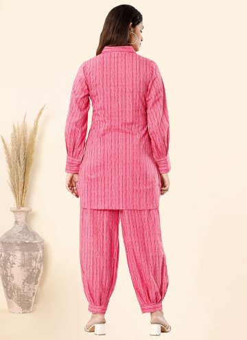 Pink Cotton  Printed Designer Kurti for Casual